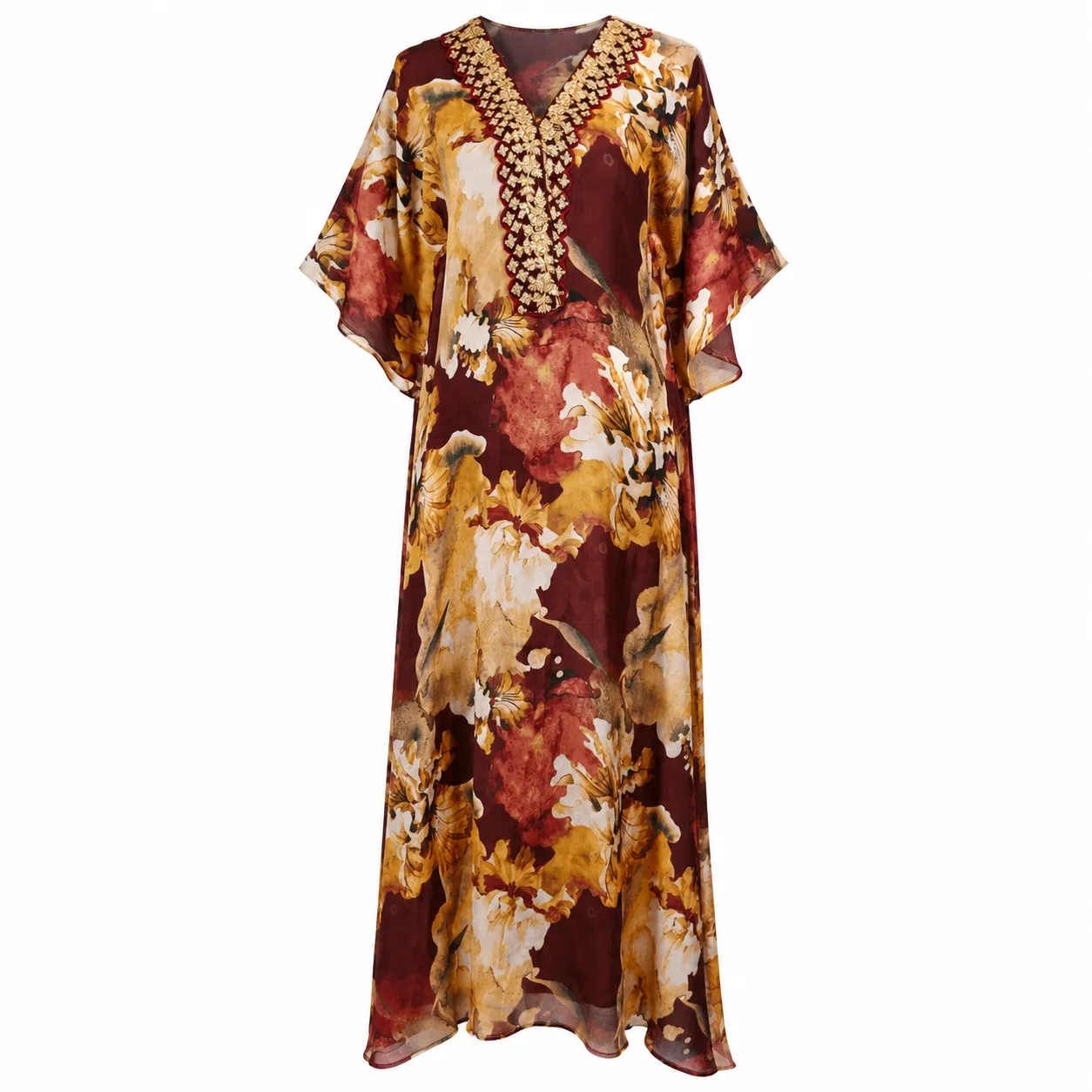 Autumn Elegance Printed Long Kaftan